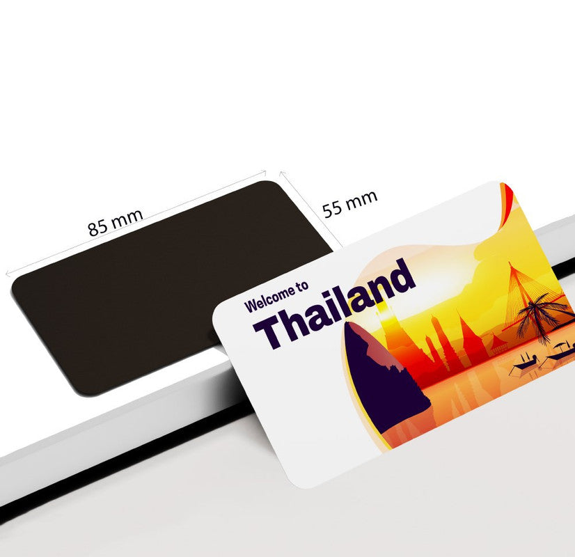 dhcrafts Rectangular Rubber Fridge Magnet / Magnetic Card Multicolor Thailand D1 Design Pack of 1 (8.6cm x 5.4cm)